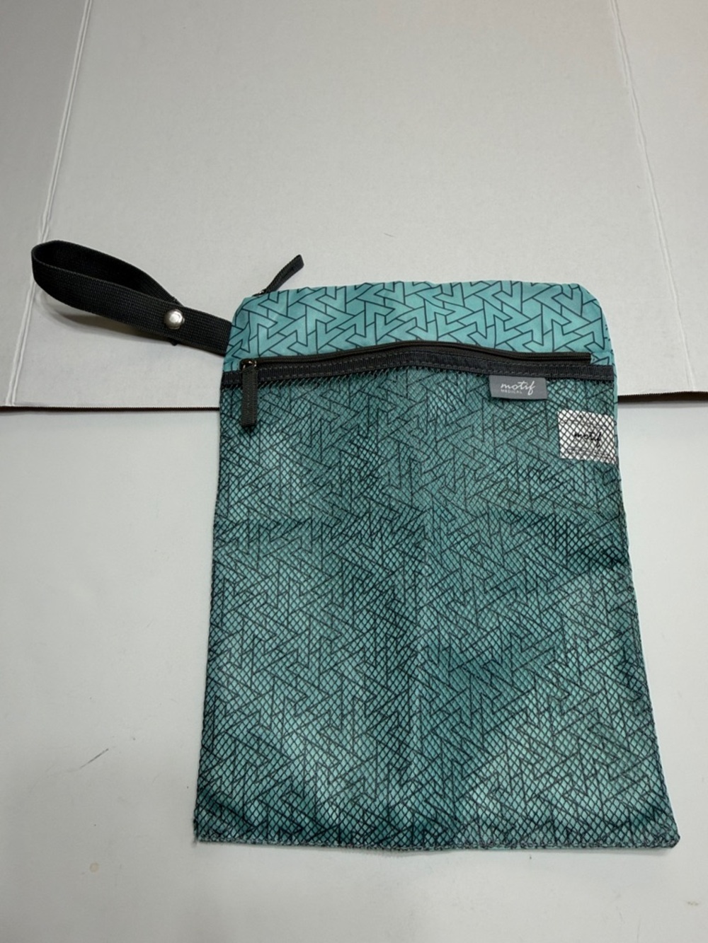 Teal Geometric Wet/Dry Motif Medical Pouch